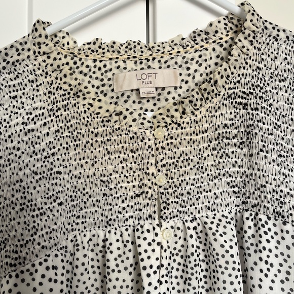 White and Black Polka Dotted Long Sleeve Blouse - Picture 3 of 4